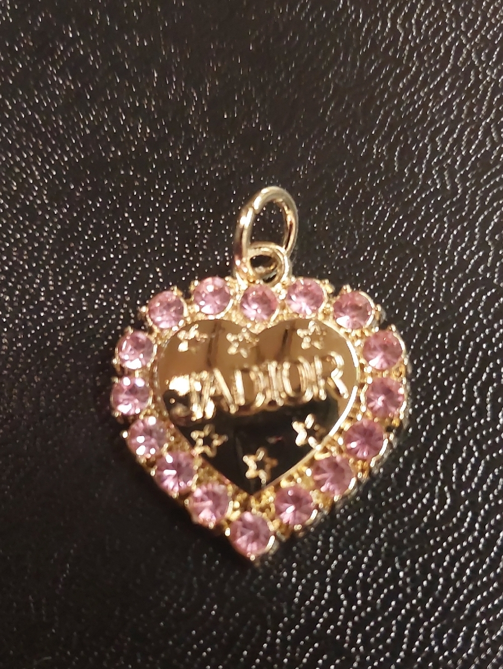 CD Gold Heart & Pink Crystal Halo Charm Pendant